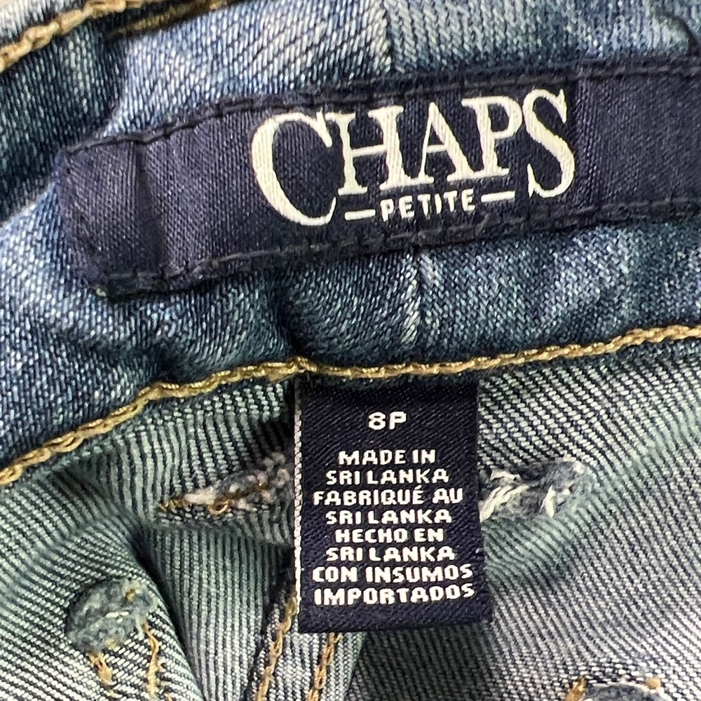 👖Chaps Women's Blue Mid Rise Crop Wide Jeans - Picture 10 of 12